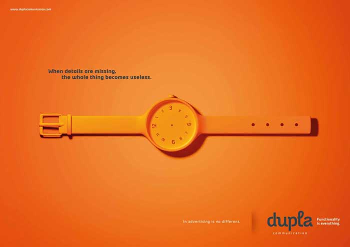 آگهی برای ترویج خود شرکت تبلیغاتی با این پیام: توجه نکردن به جزییات باعث بی فایده شدن همه چیز می شود.