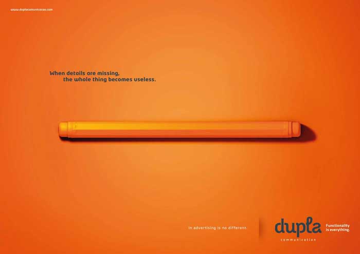 آگهی برای ترویج خود شرکت تبلیغاتی با این پیام: توجه نکردن به جزییات باعث بی فایده شدن همه چیز می شود.