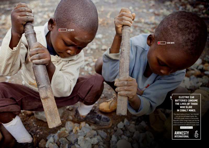 کمپین تبلیغاتی عفو بین الملل برای کارگران معادن کبالت کنگو